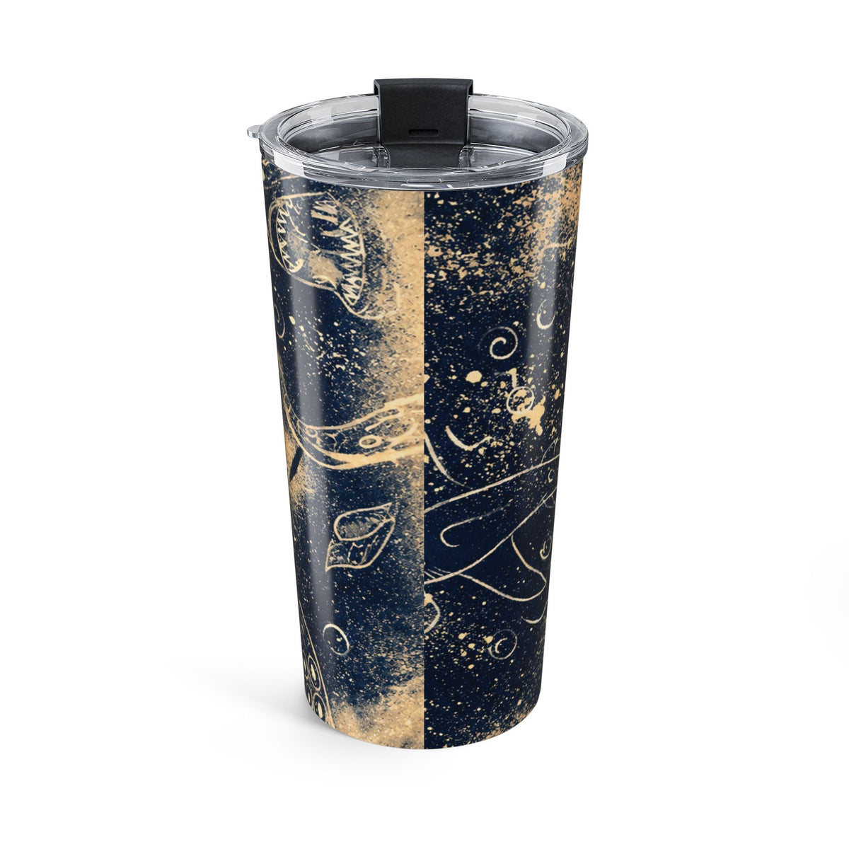 20oz Galaxy Ocean Tumbler — Gold Nautical Starfish Design