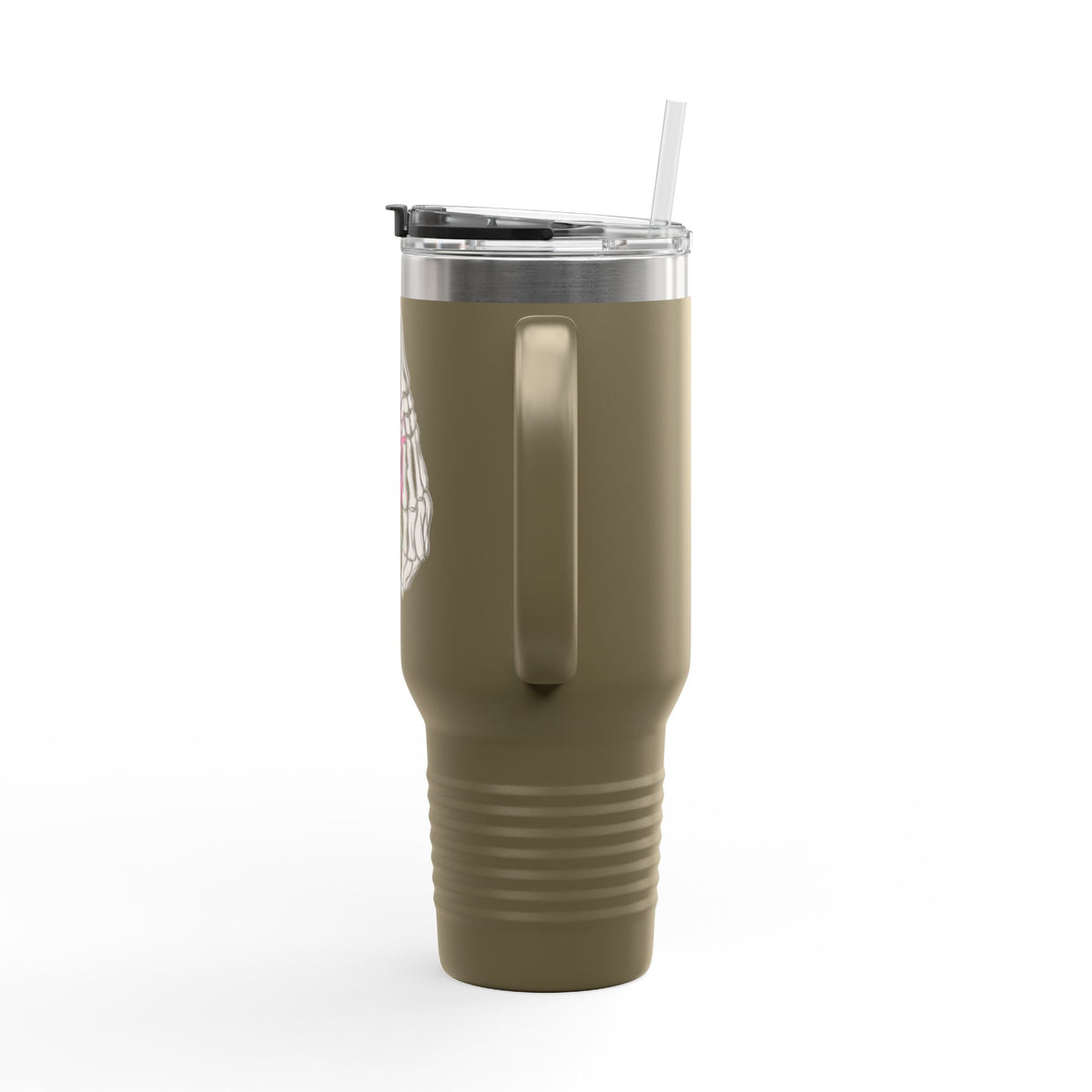 40oz Insulated Travel Mug — Rose & Skeleton Hand Floral Design