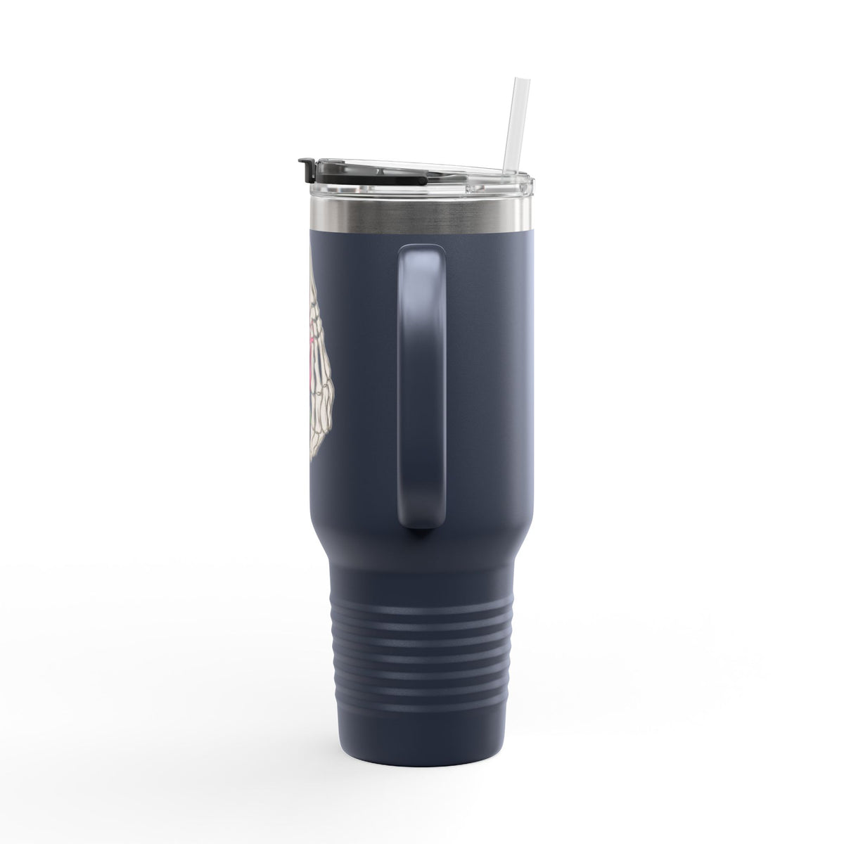 40oz Insulated Travel Mug — Rose & Skeleton Hand Floral Design