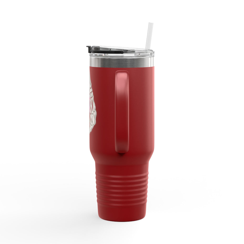 40oz Insulated Travel Mug — Rose & Skeleton Hand Floral Design