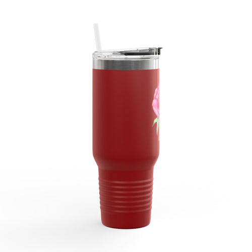 40oz Insulated Travel Mug — Rose & Skeleton Hand Floral Design