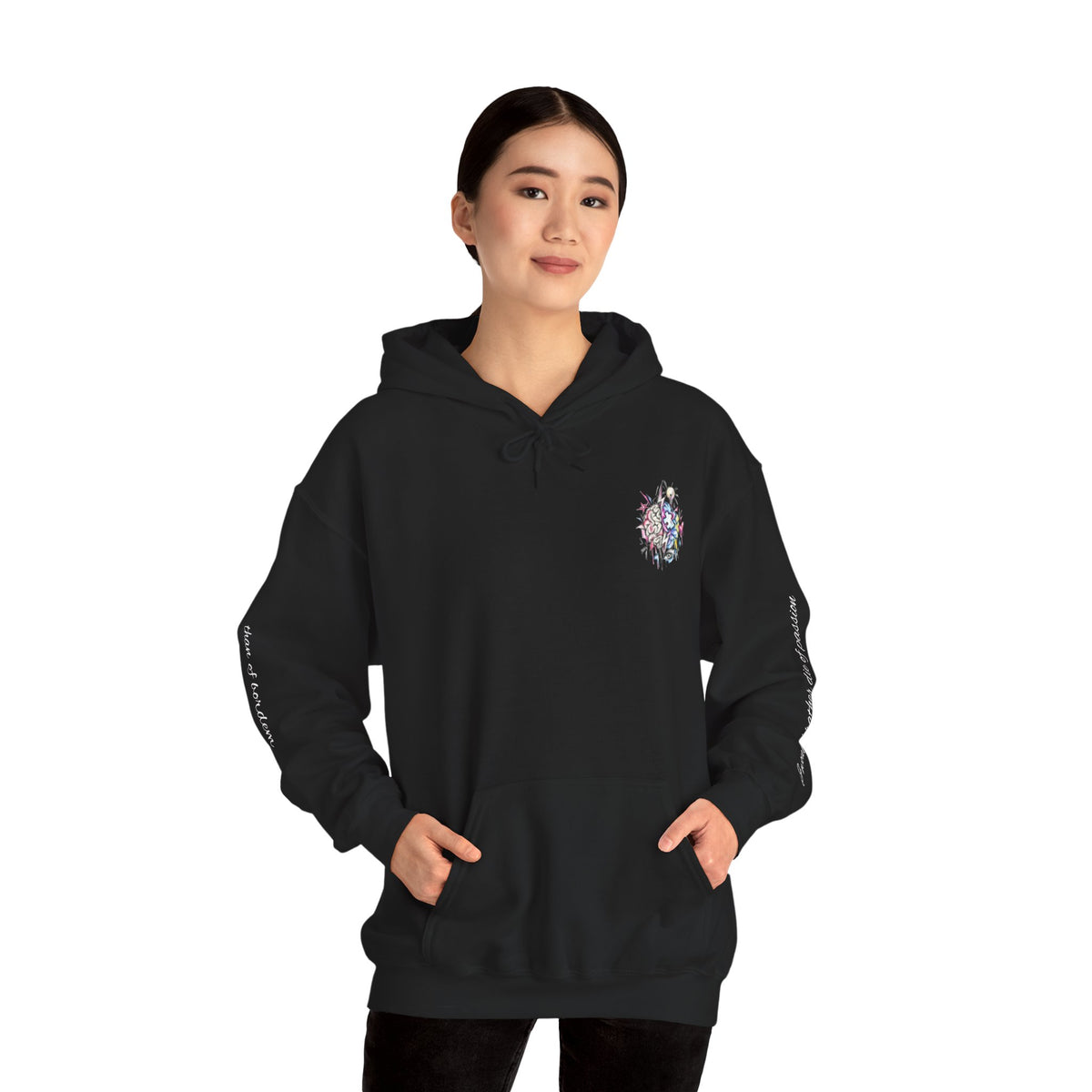 'Love Me' Heart & Skull Horror Floral Hoodie