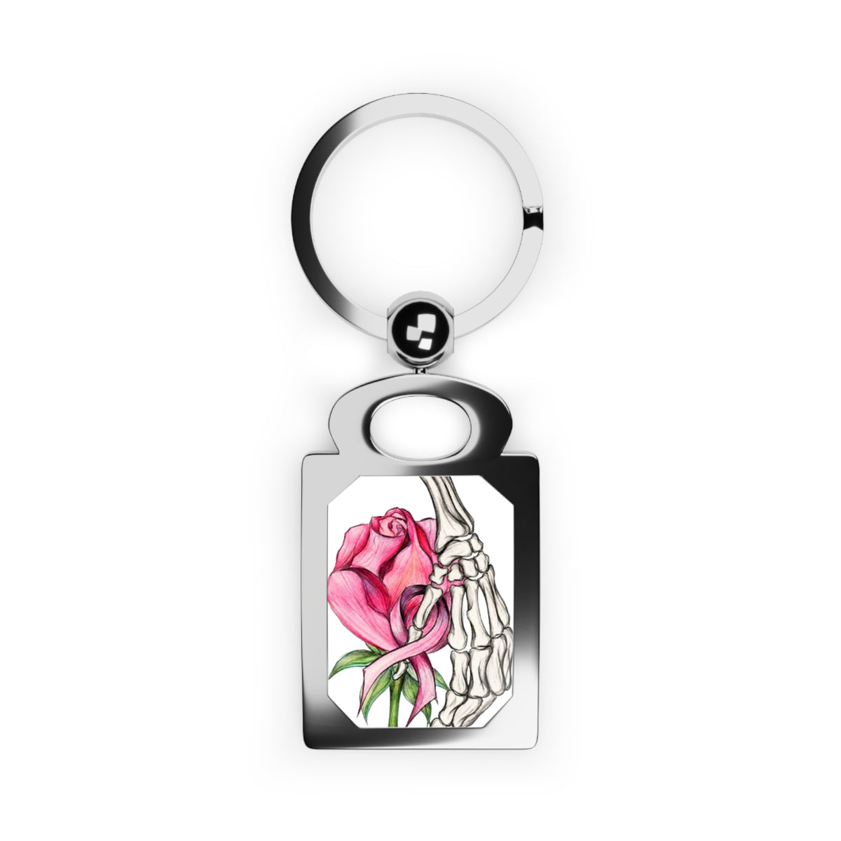 Breast Cancer Awareness — Gothic Floral Photo Keychain