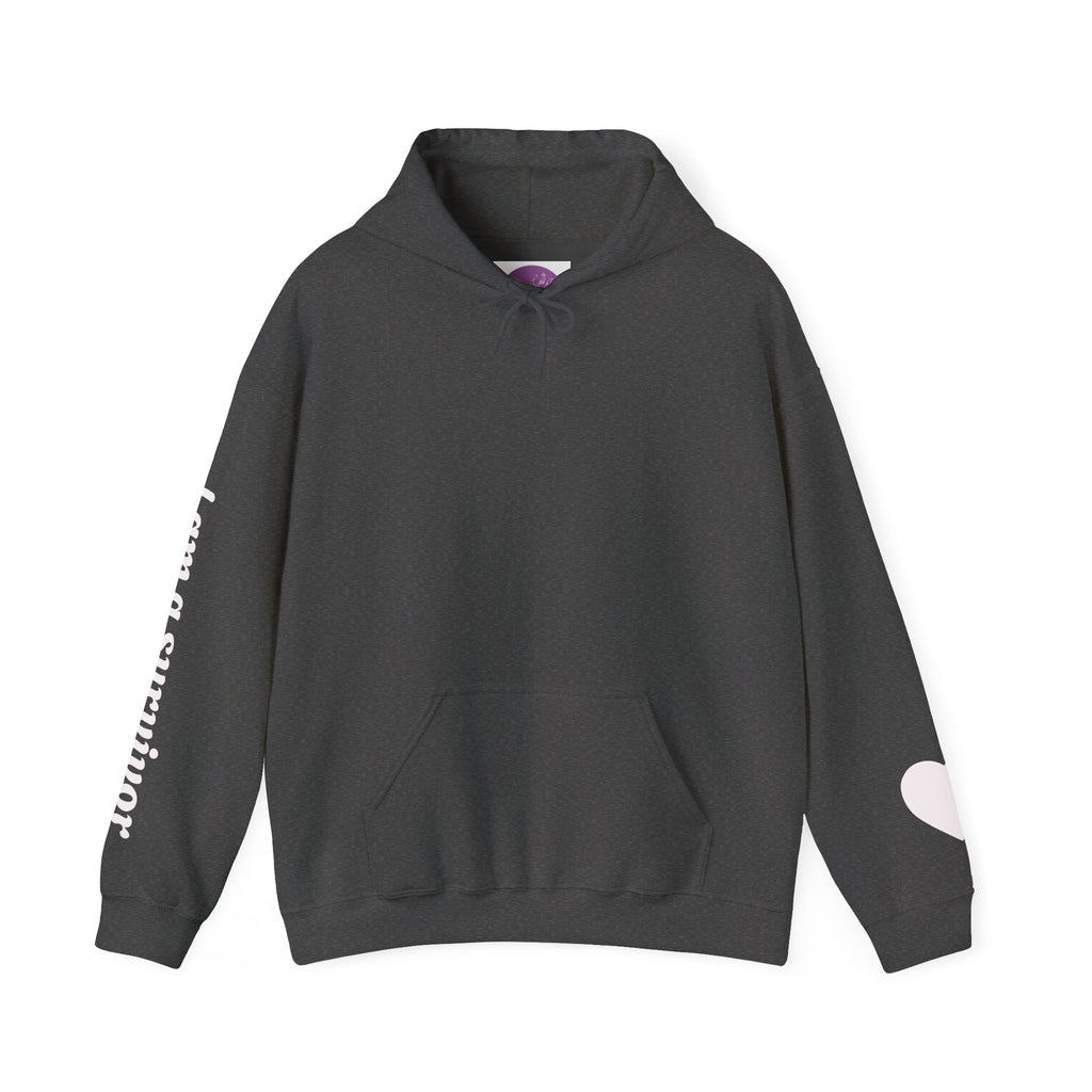 Breast Cancer Awareness Hoodie — Skeletal Hand Holding Pink Rose Back Graphic