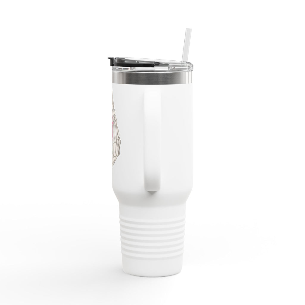 40oz Insulated Travel Mug — Rose & Skeleton Hand Floral Design