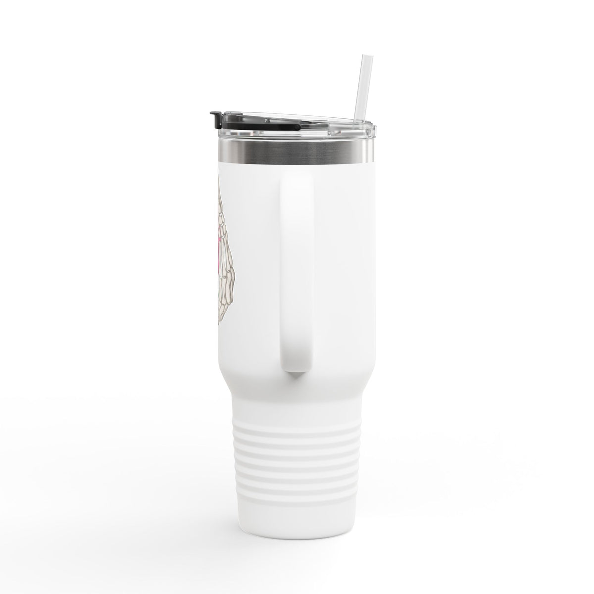 40oz Insulated Travel Mug — Rose & Skeleton Hand Floral Design