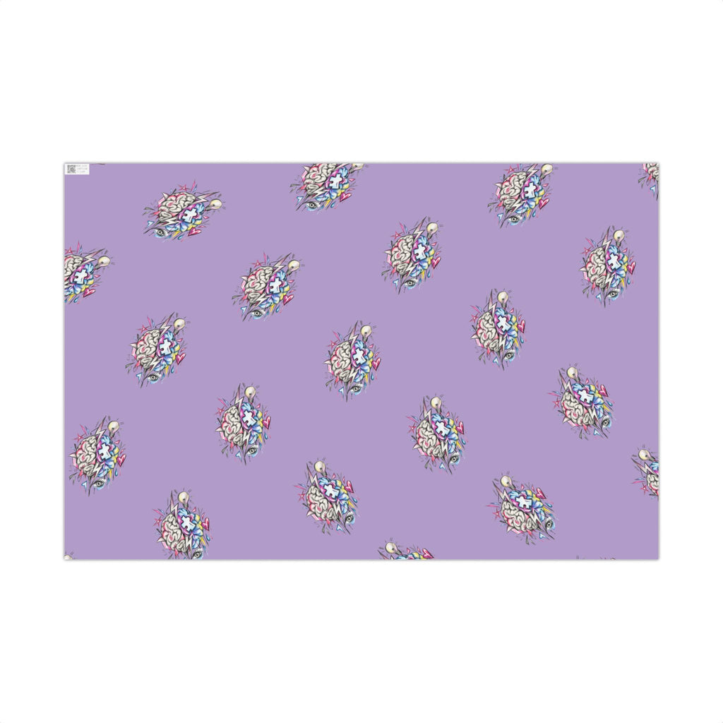 Floral Brain Pattern Gift Wrap — Purple Decorative Wrapping Paper