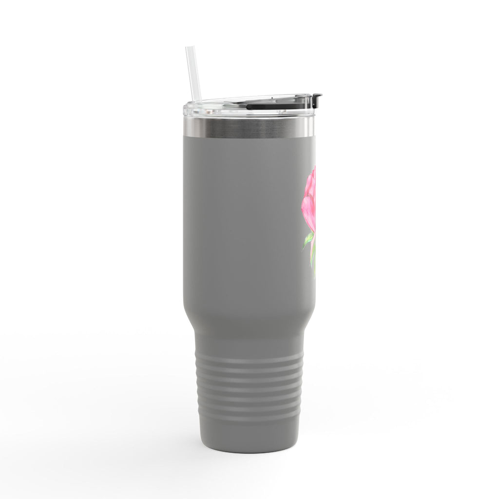 40oz Insulated Travel Mug — Rose & Skeleton Hand Floral Design