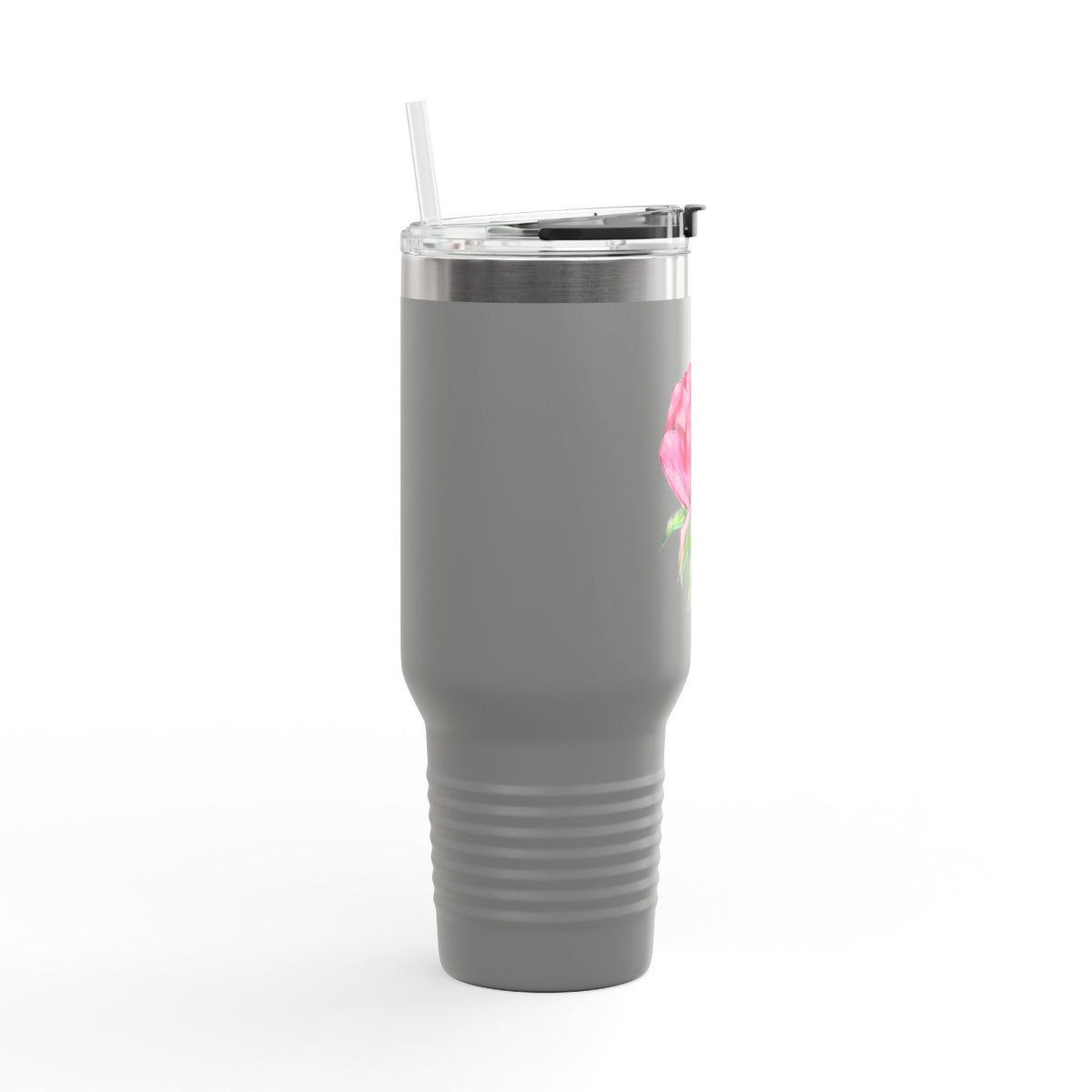 40oz Insulated Travel Mug — Rose & Skeleton Hand Floral Design
