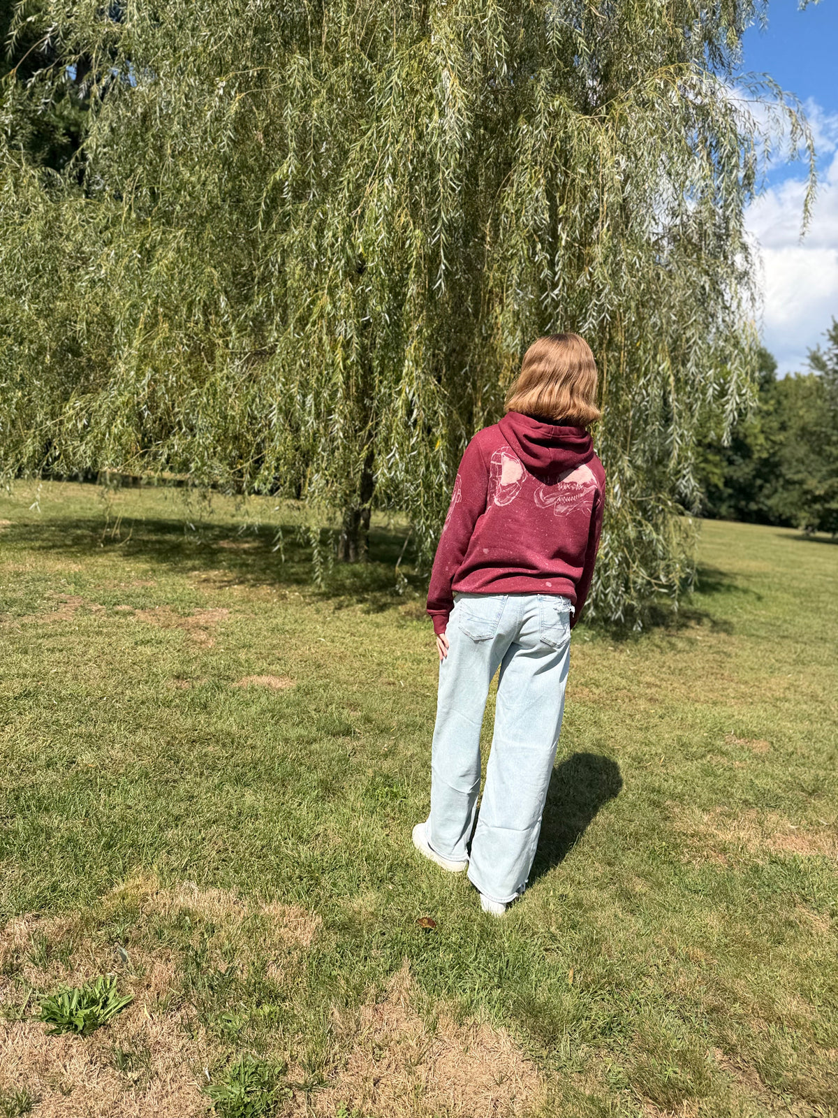 Hand Painted Spider-Man Hoodie – Bleach Dye Marvel Fan Art Sweatshirt, Unique Superhero Gift, One-of-a-Kind Wearable Art