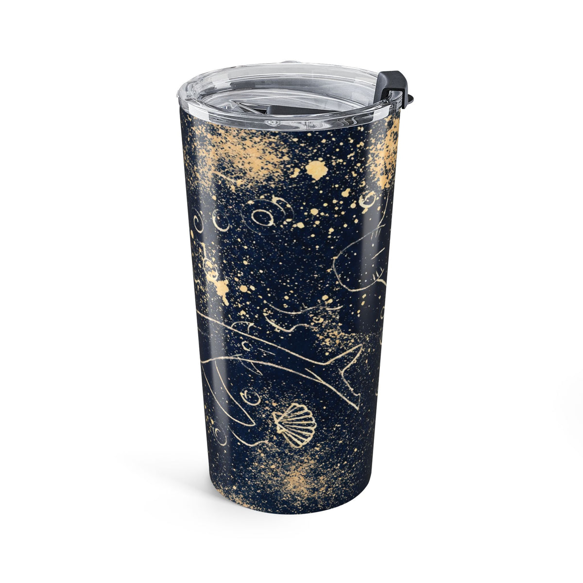 20oz Galaxy Ocean Tumbler — Gold Nautical Starfish Design