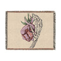 Breast Cancer Awareness Skeleton Hand Rose Woven Blanket
