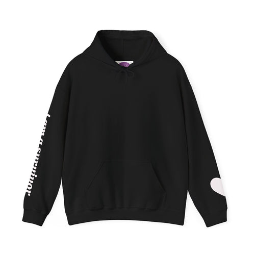 Breast Cancer Awareness Hoodie — Skeletal Hand Holding Pink Rose Back Graphic