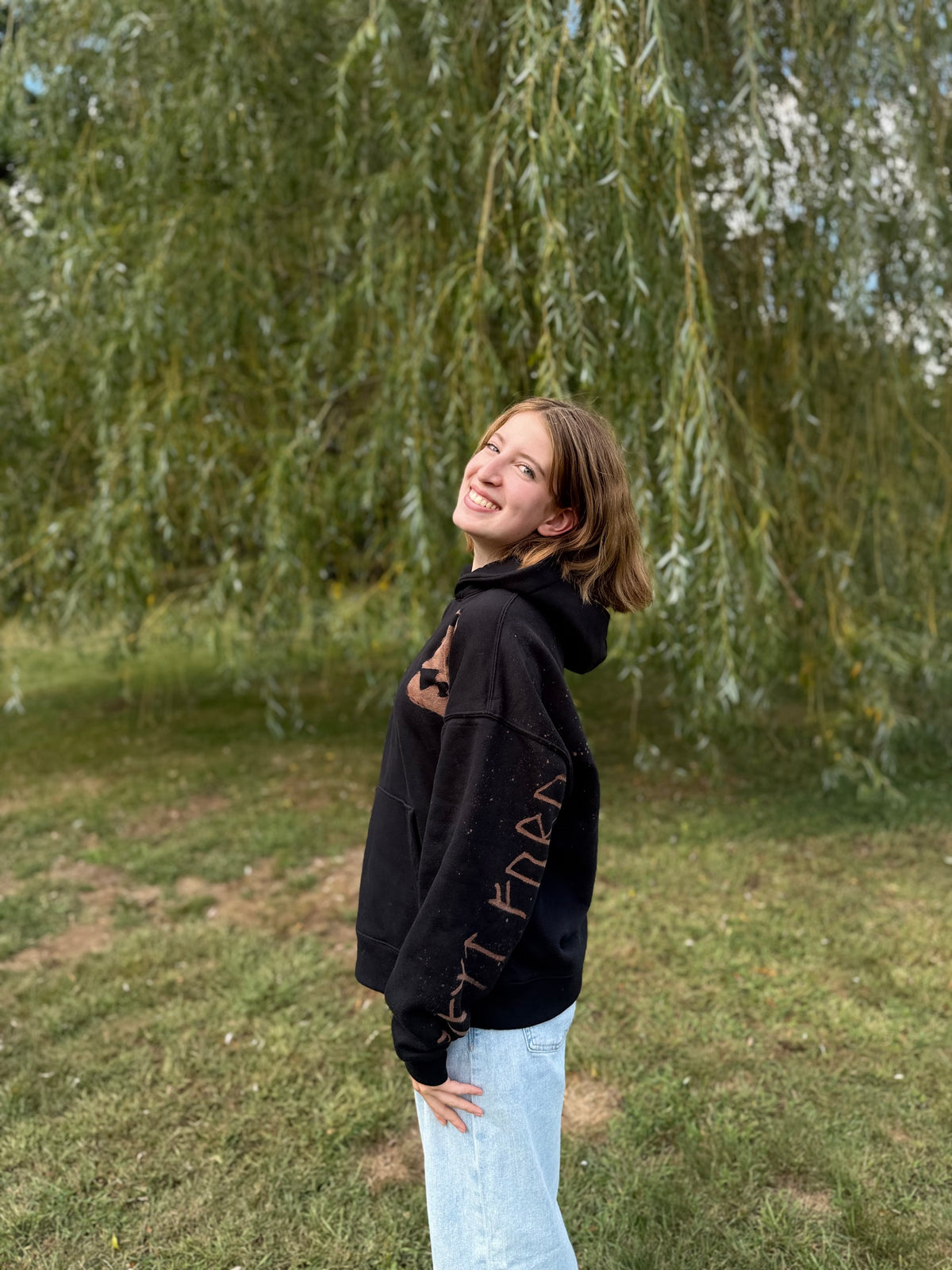Hand Painted HTTYD Hoodie – Toothless Bleach Dye Sweatshirt, Unique Dragon Fan Gift, One-of-a-Kind Wearable Art