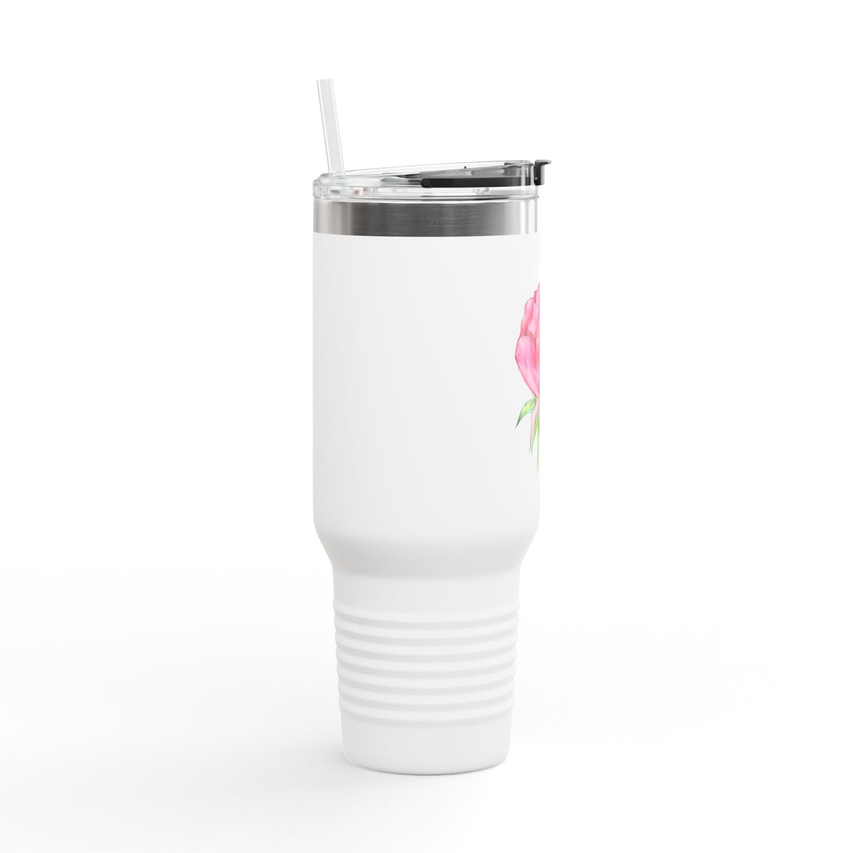 40oz Insulated Travel Mug — Rose & Skeleton Hand Floral Design