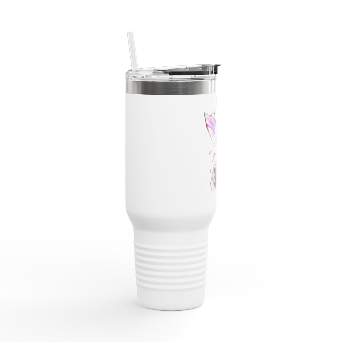 40oz Insulated Travel Mug — Geometric Crystal Cat (Support Domestic Abuse Awareness)