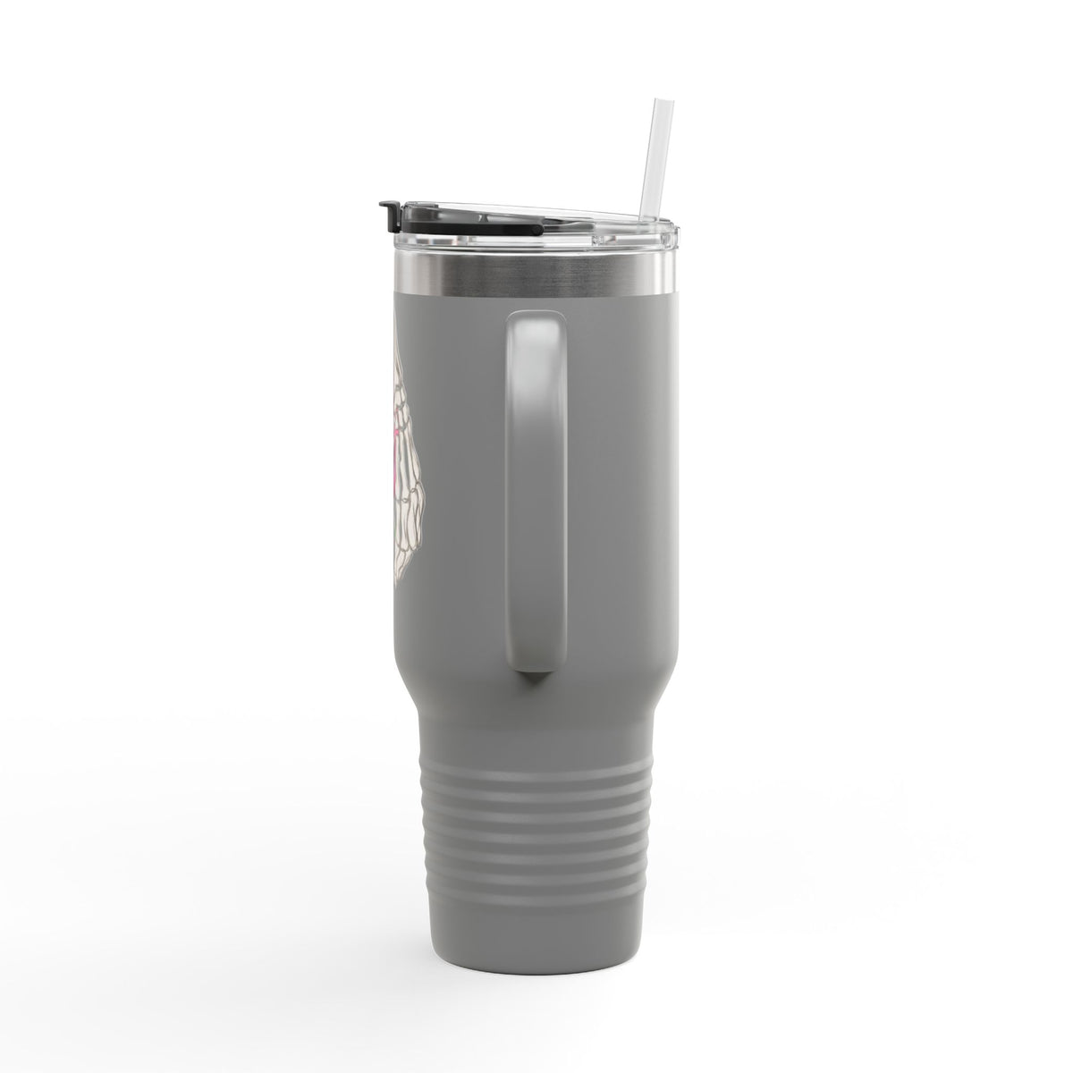 40oz Insulated Travel Mug — Rose & Skeleton Hand Floral Design
