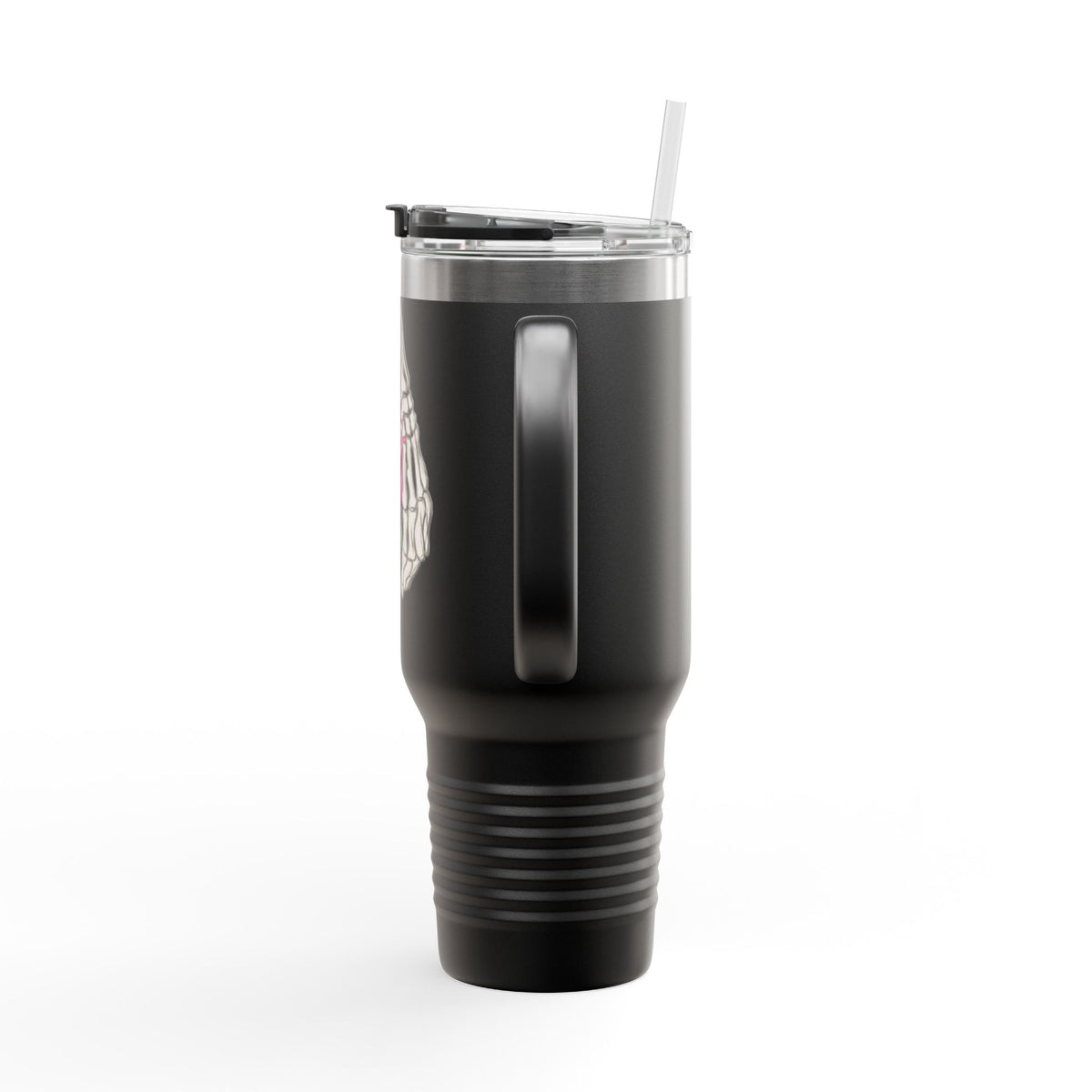 40oz Insulated Travel Mug — Rose & Skeleton Hand Floral Design