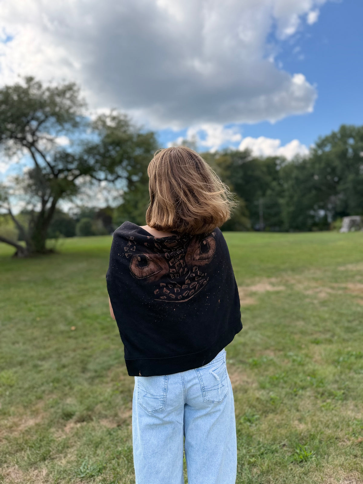 Hand Painted HTTYD Hoodie – Toothless Bleach Dye Sweatshirt, Unique Dragon Fan Gift, One-of-a-Kind Wearable Art
