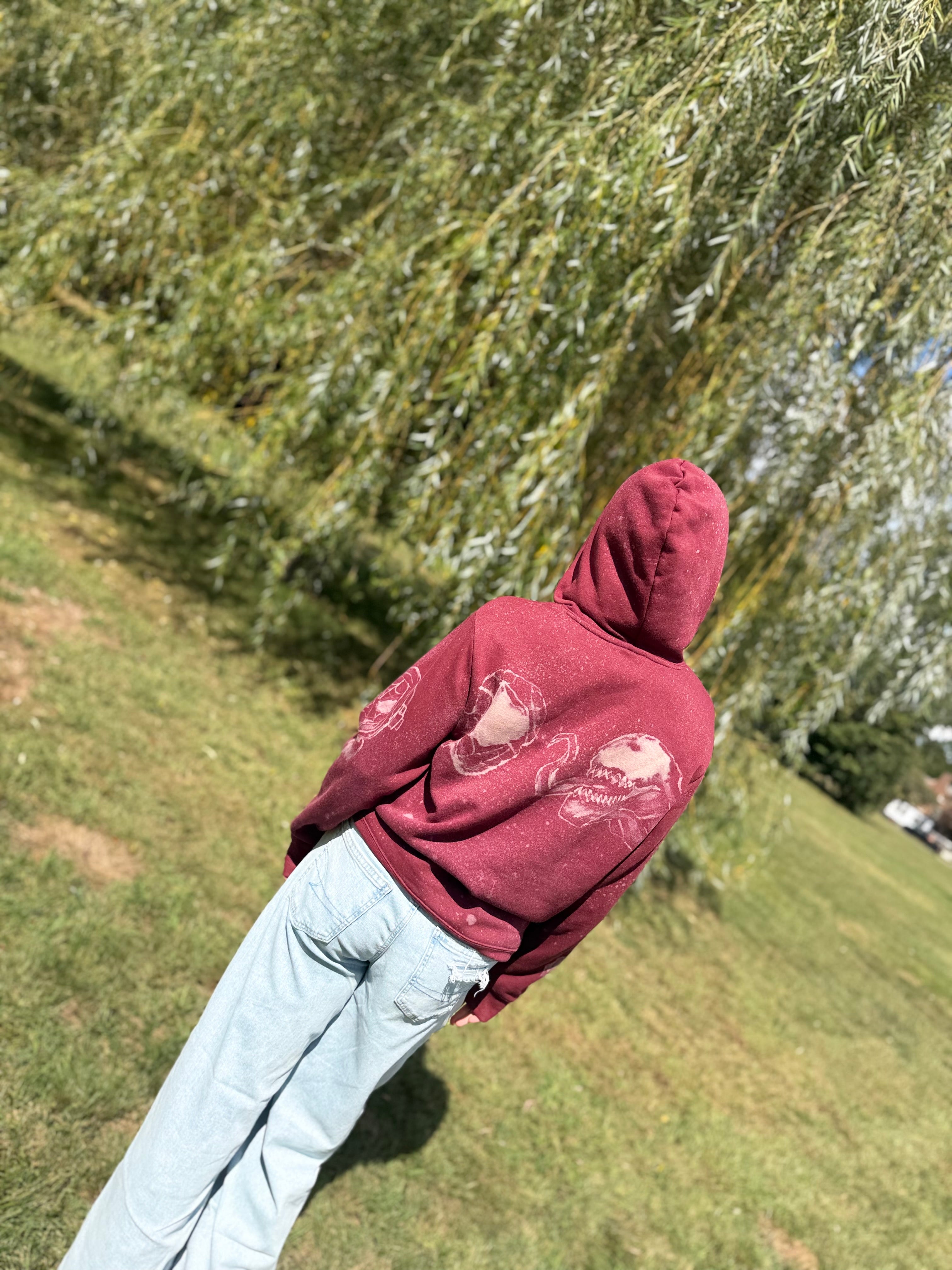 Hand Painted Spider-Man Hoodie – Bleach Dye Marvel Fan Art Sweatshirt, Unique Superhero Gift, One-of-a-Kind Wearable Art