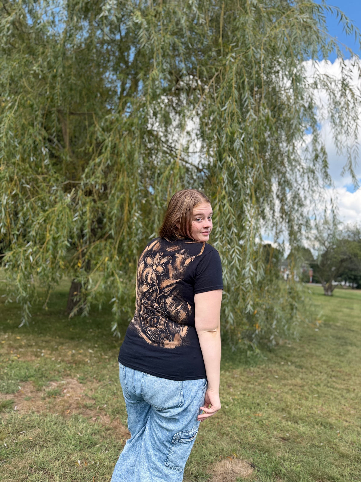Hand Painted Skeletons T-Shirt – Wearable Dark Art, Unique Gothic Gift, One-of-a-Kind Painted Tee
