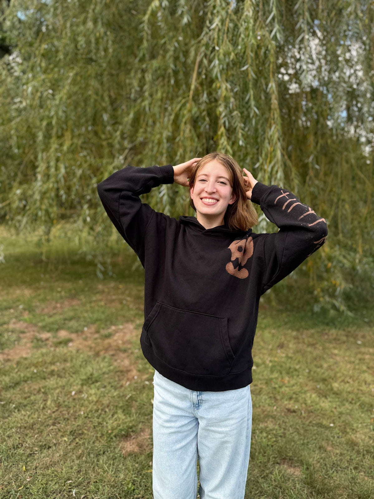 Hand Painted HTTYD Hoodie – Toothless Bleach Dye Sweatshirt, Unique Dragon Fan Gift, One-of-a-Kind Wearable Art