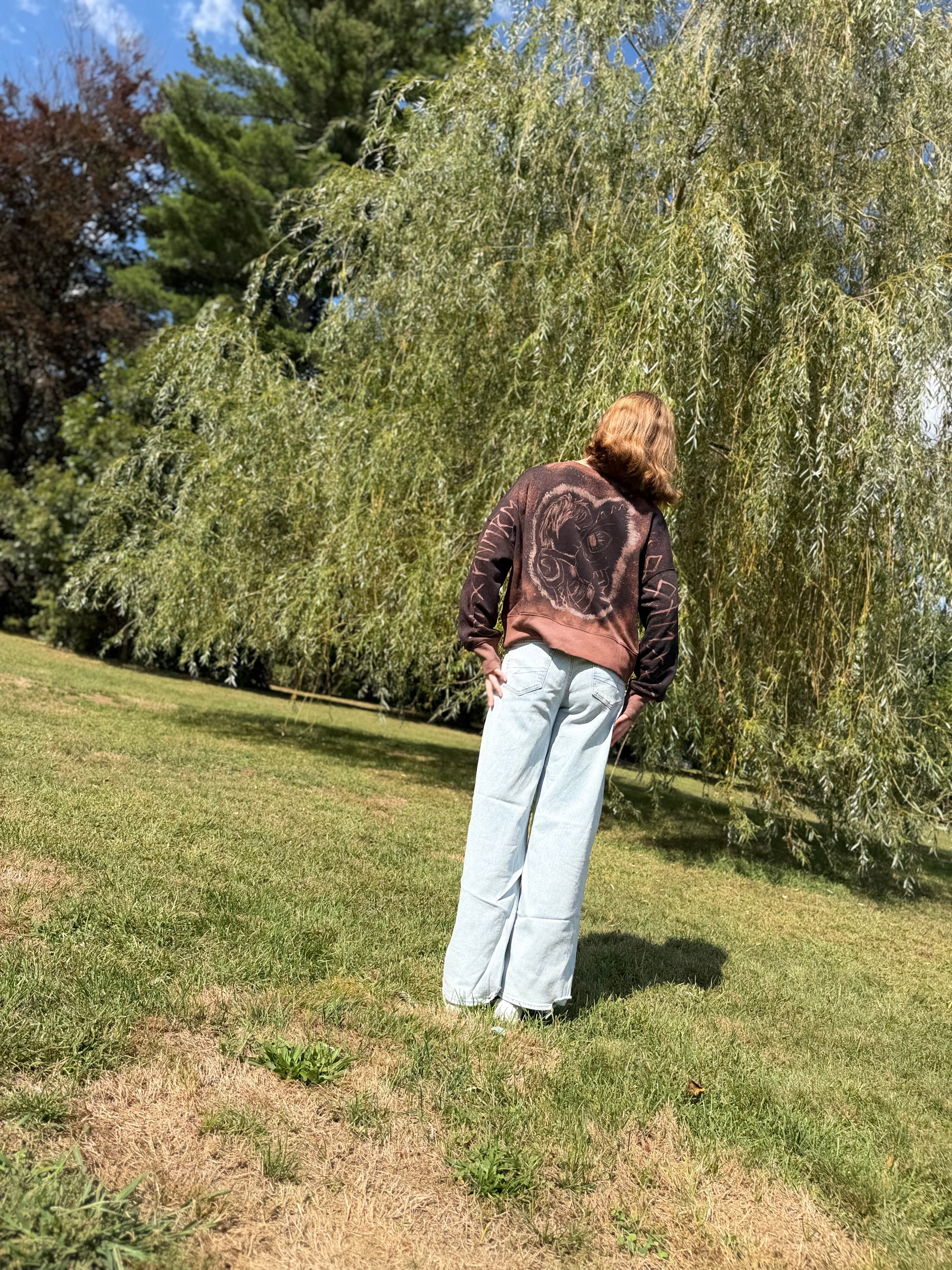 Hand Painted HTTYD Crewneck – How to Train Your Dragon Bleach Dye Sweatshirt, Unique Fan Gift, One-of-a-Kind Wearable Art